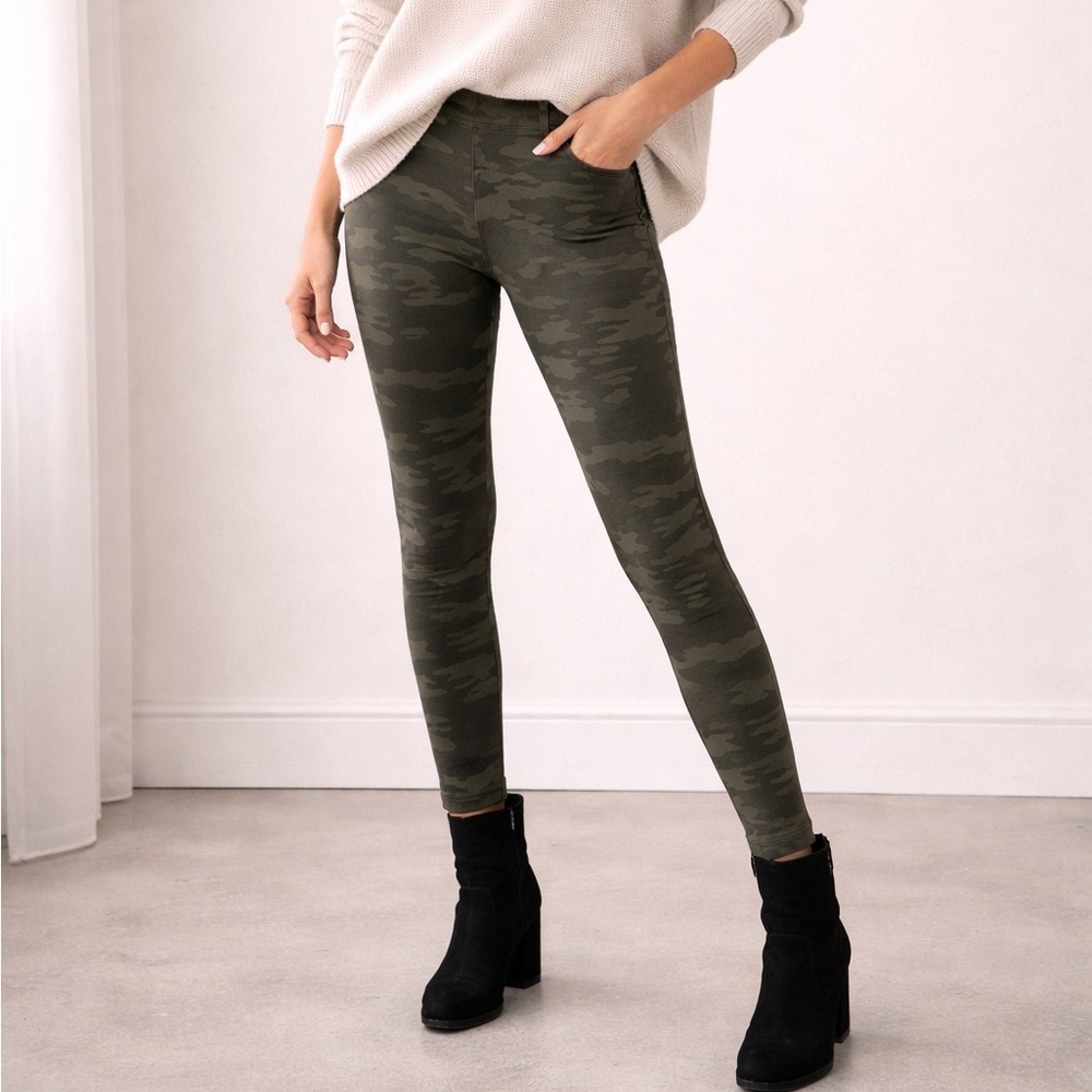 Sanctuary Camo Ponte Leggings Pants Green Camouflage Stretch Skinny XL 31x28